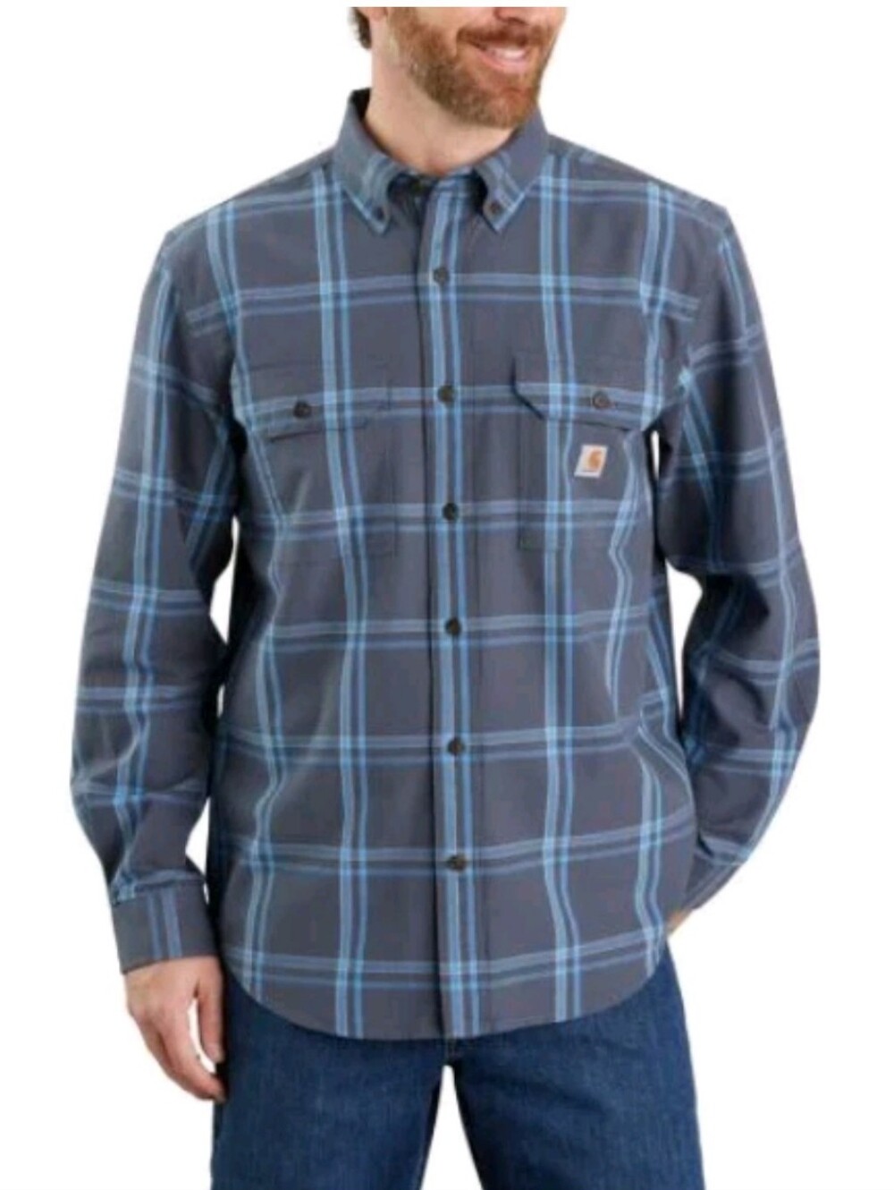 Carhartt | Loose Fit Blue Plaid Midweight Button Down Shirt